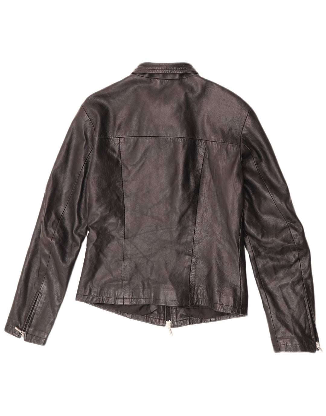 Giacca in pelle da donna vintage UK 12 in pelle nera media