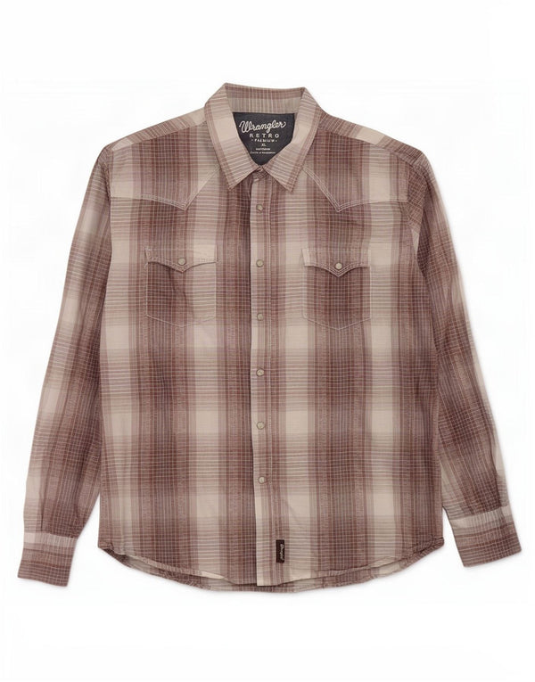 Camicia da uomo Wrangler XL in cotone a quadri marrone