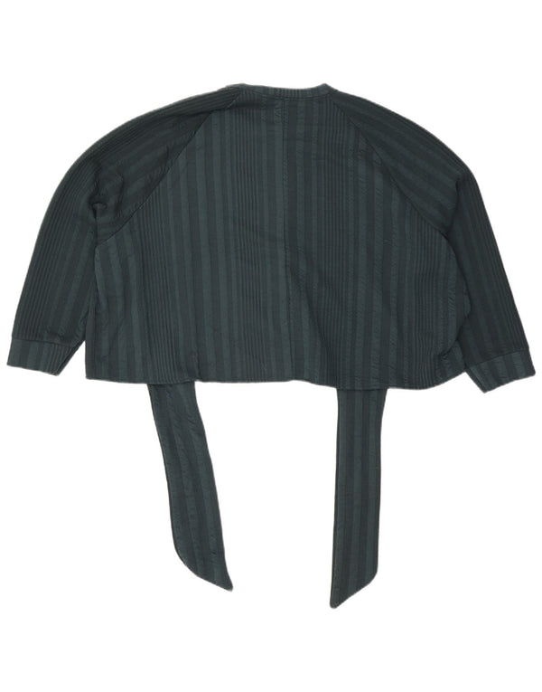 Top Zara da donna, camicetta corta con maniche a 3/4 e allacciatura sul davanti, UK 14, verde medio, a righe
