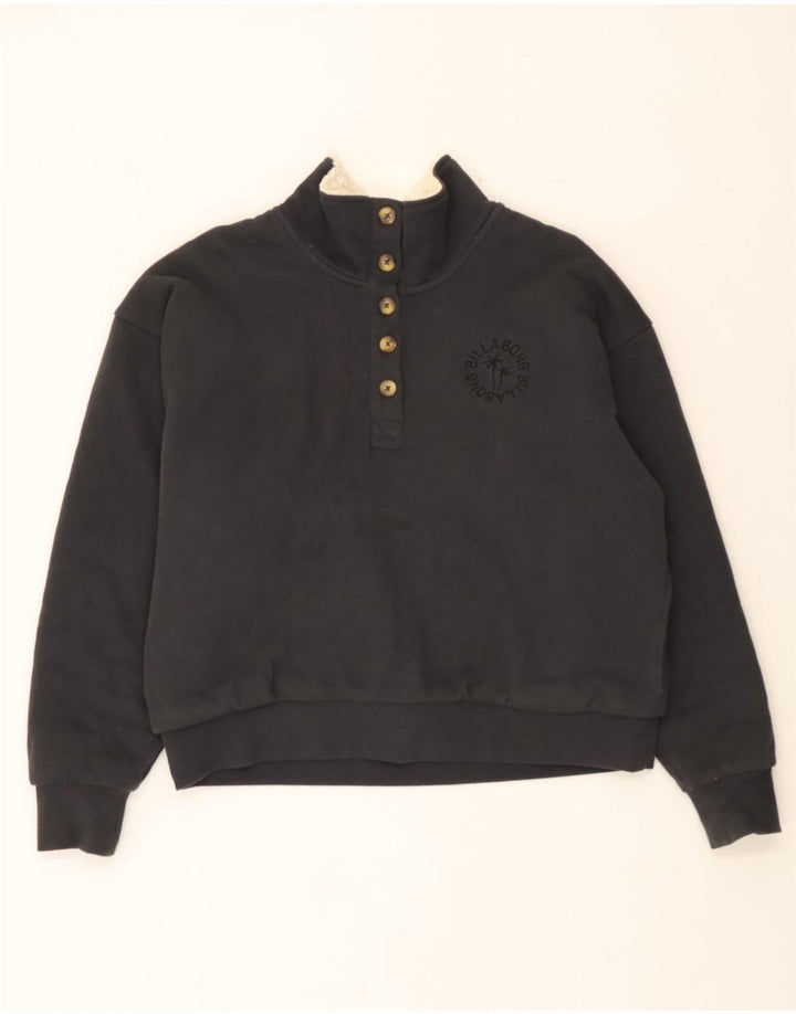 BILLABONG Womens Oversized Button Neck Sweatshirt Jumper UK 10 Small Grey Vintage Billabong and Second-Hand Billabong from Messina Hembry 