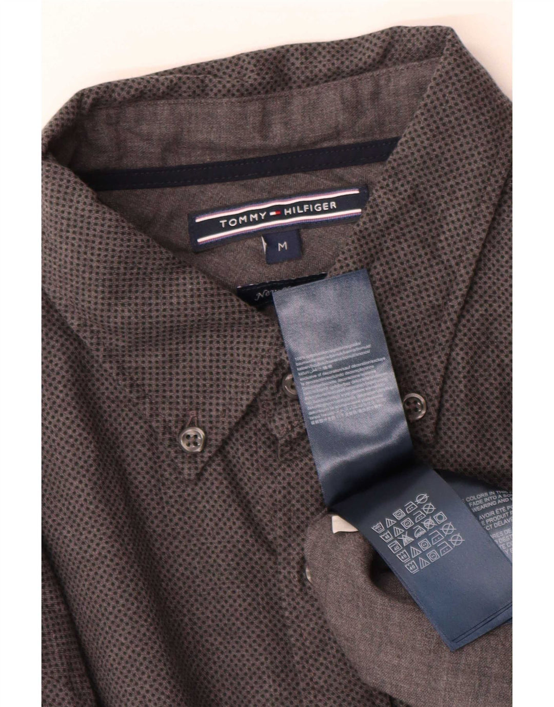 Camicia da uomo Tommy Hilfiger in cotone maculato grigio medio