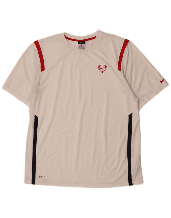 T-shirt da uomo Nike Dri Fit Top UK 46/48 XL poliestere a righe bianche