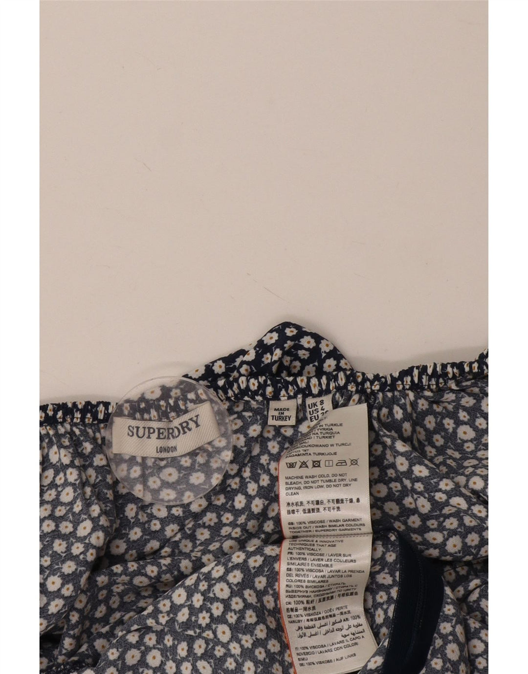 Tutina da donna SUPERDRY UK 8 Small in viscosa floreale blu navy