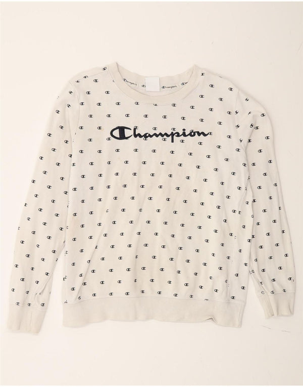 Felpa grafica da donna Champion Jumper UK 18 XL Cotone bianco