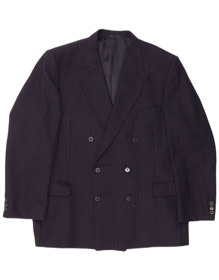 Giacca blazer doppiopetto da uomo JAEGER EU 58 4XL blu navy a righe