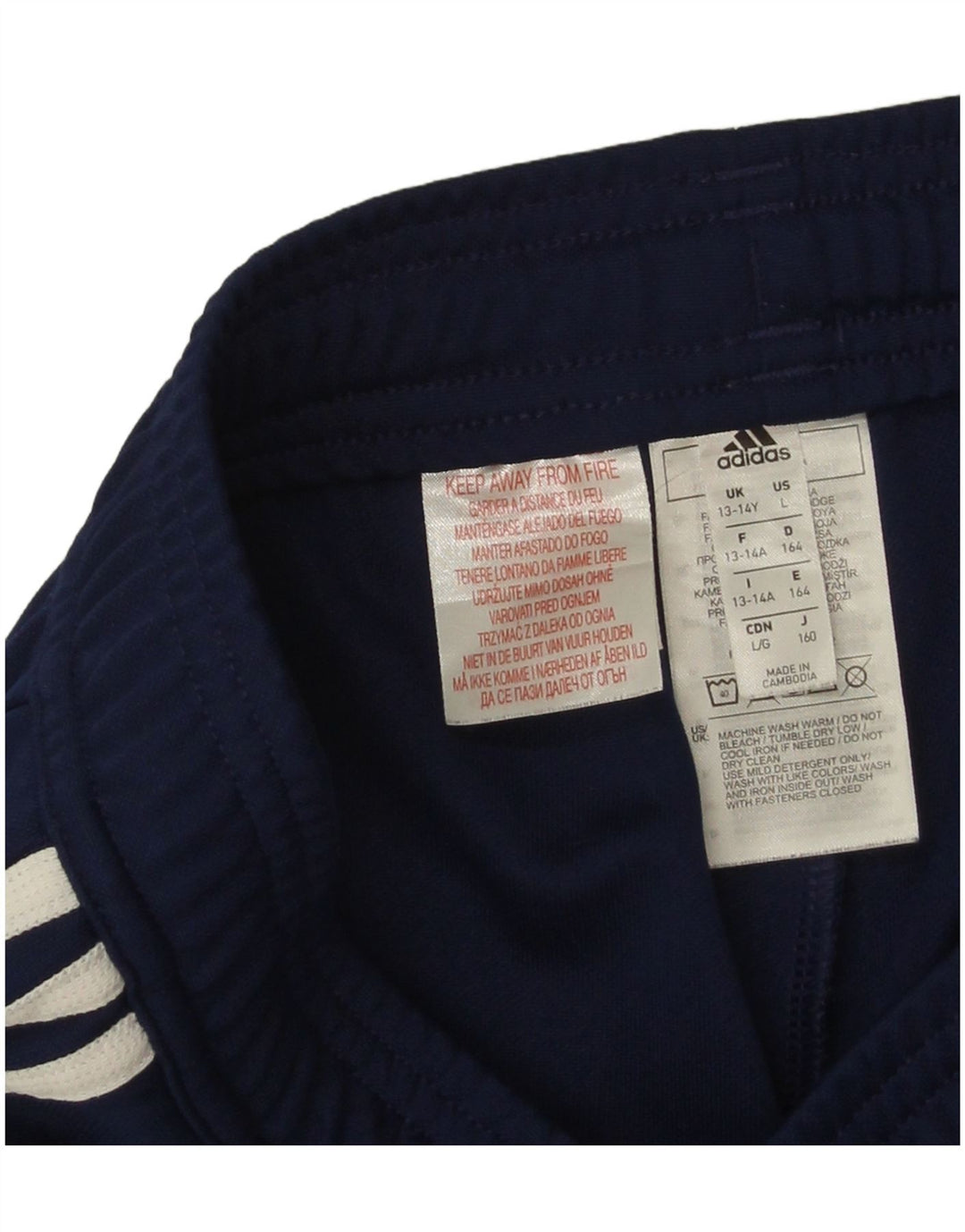 Pantaloni della tuta da ragazzo Adidas 13-14 anni in poliestere blu navy