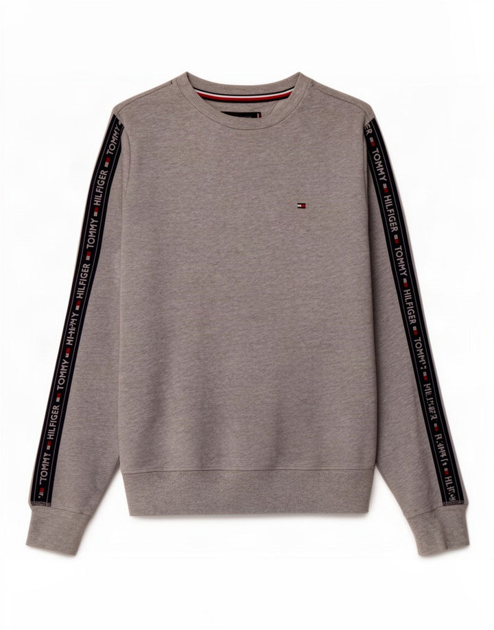 Felpa grafica da uomo Tommy Hilfiger Maglione piccolo in cotone color block grigio