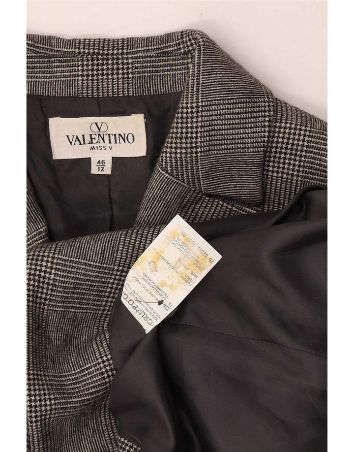Giacca blazer da donna a 3 bottoni Valentino UK 12 pied de poule grigio medio