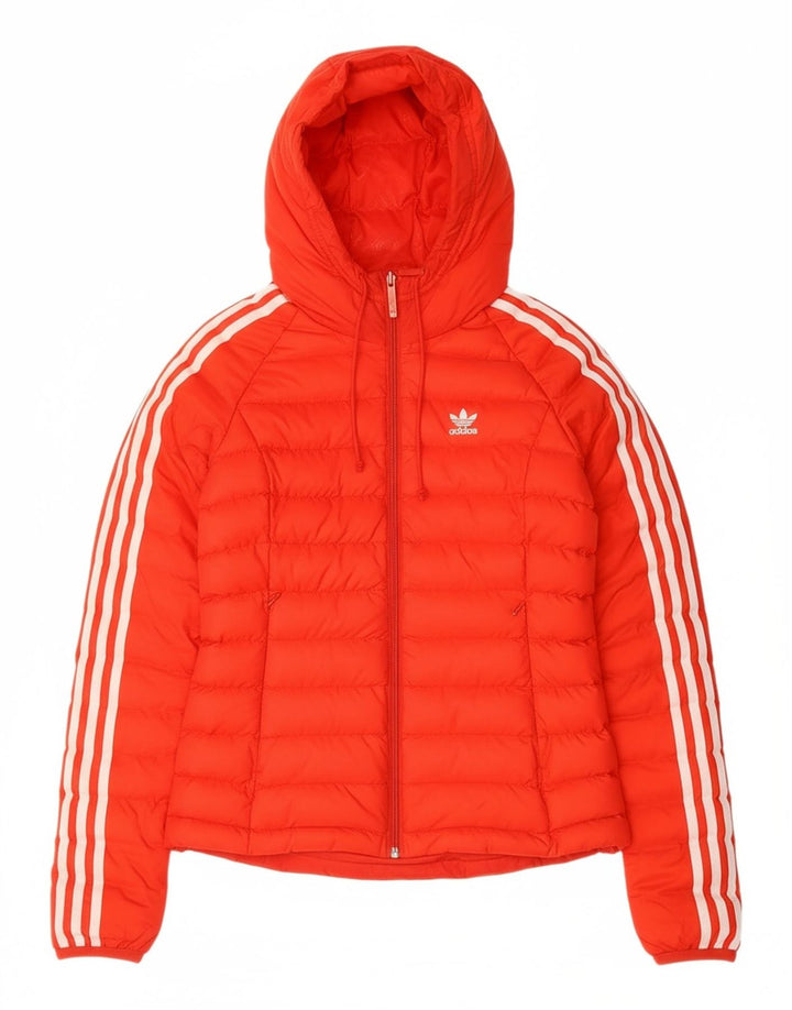 ADIDAS Womens Hooded Padded Jacket UK 6 XS Red Polyester