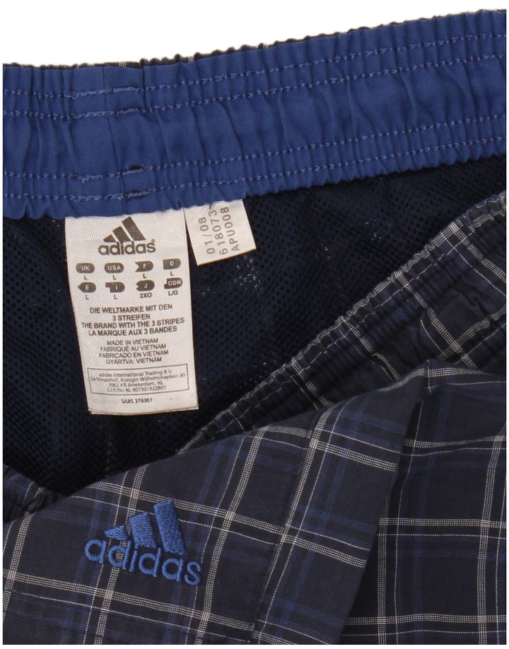 Pantaloncini da bagno Adidas da uomo grandi in poliestere a quadri blu