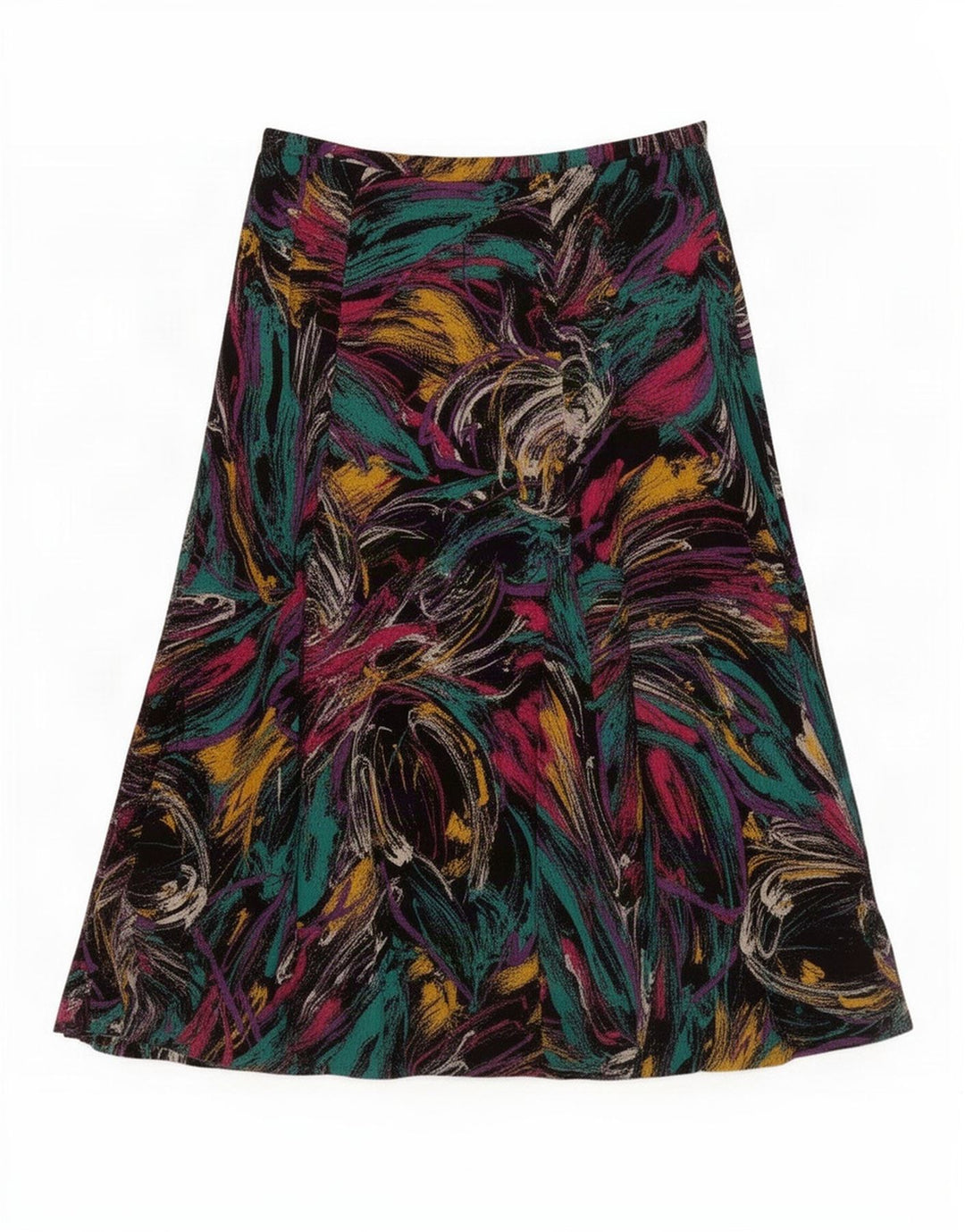 Gonna a pieghe vintage da donna con motivo astratto IT 46 grande W28 multicolore