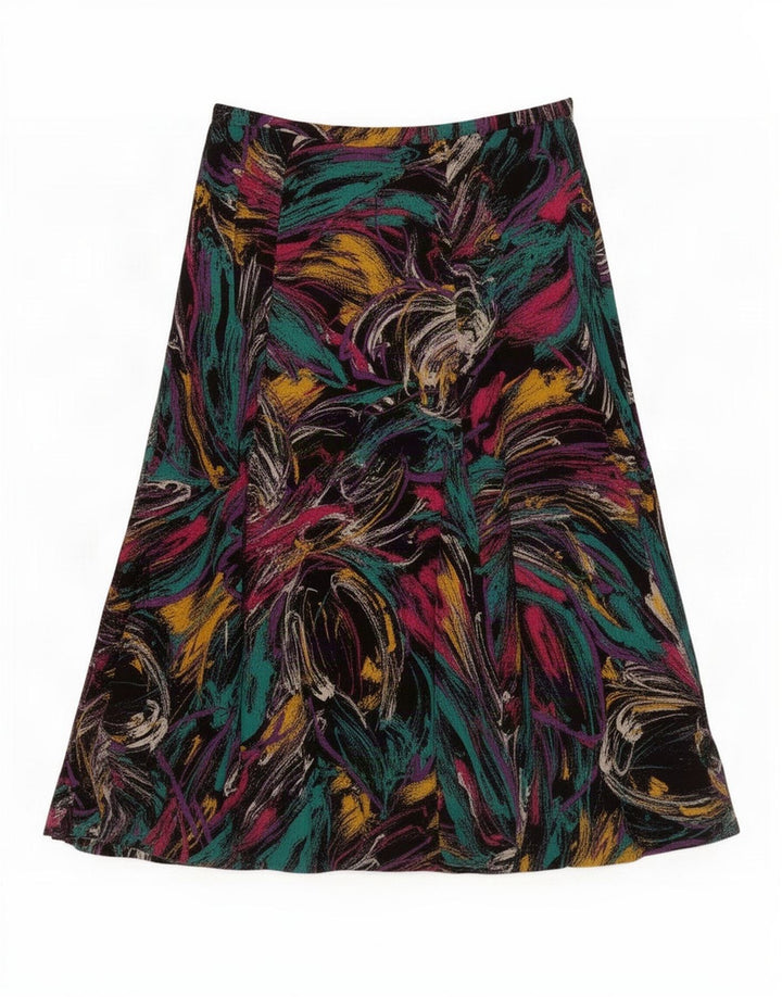 Gonna a pieghe vintage da donna con motivo astratto IT 46 grande W28 multicolore