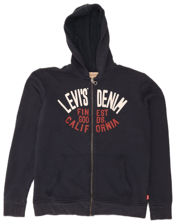 Maglione con cappuccio e zip grafica per ragazzi Levi's 15-16 anni in cotone blu navy