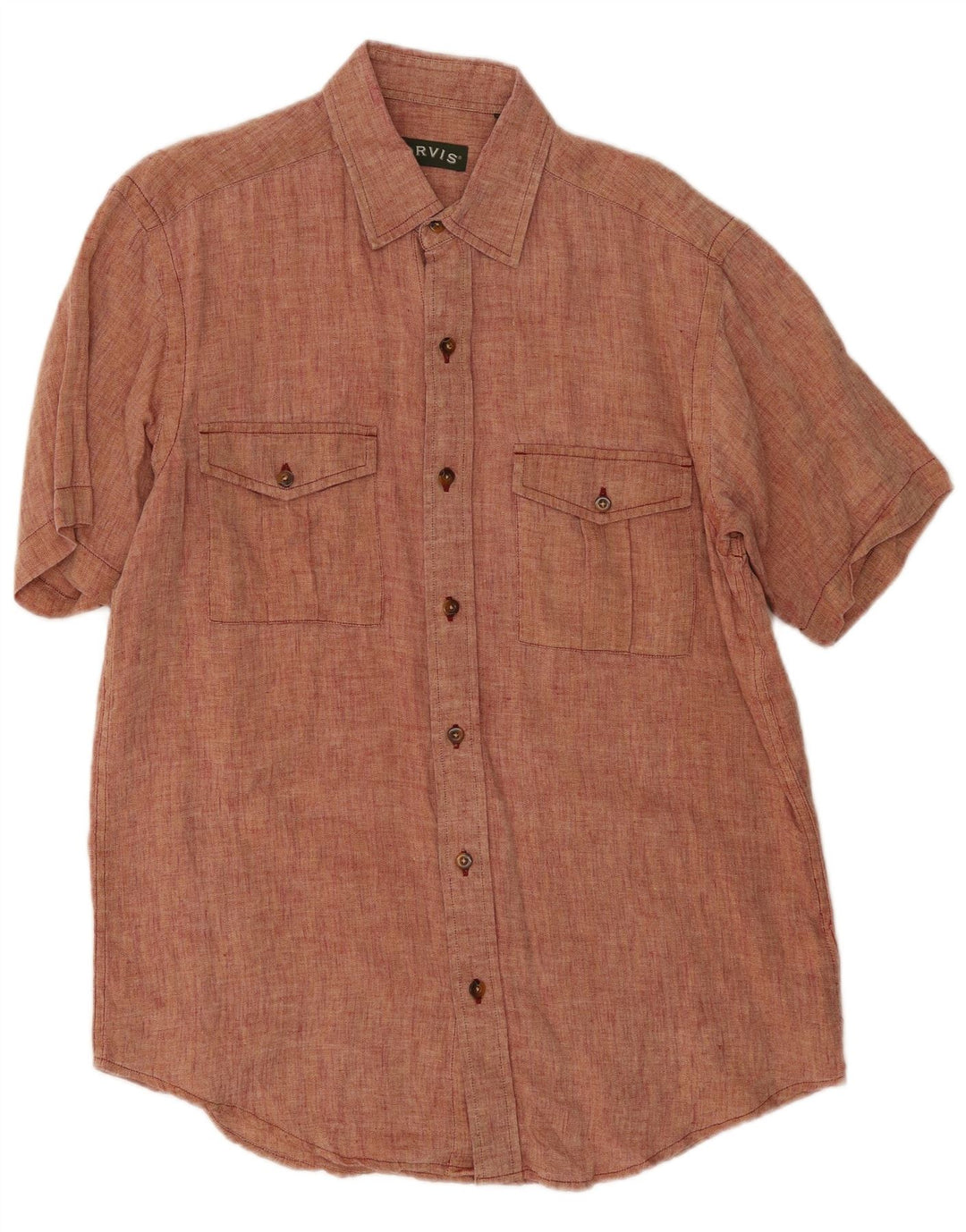Camicia a maniche corte da uomo Orvis in lino rosso medio