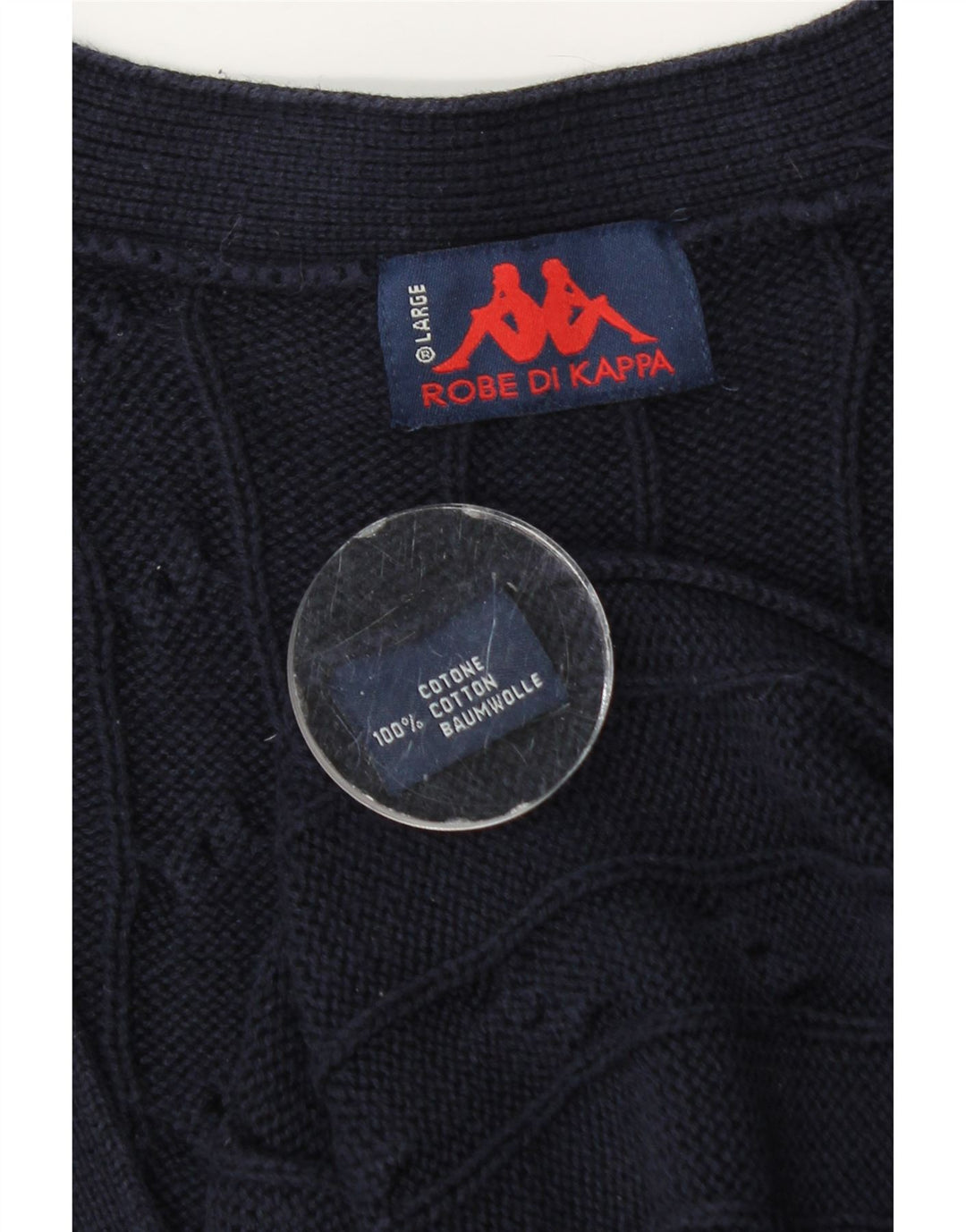 Maglione cardigan da uomo Kappa grande in cotone blu navy