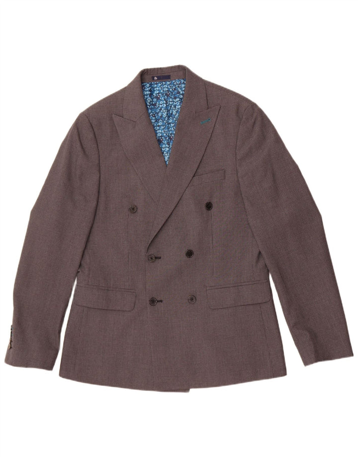 Giacca blazer doppiopetto da uomo Penguin UK 40 grande pied de poule grigio