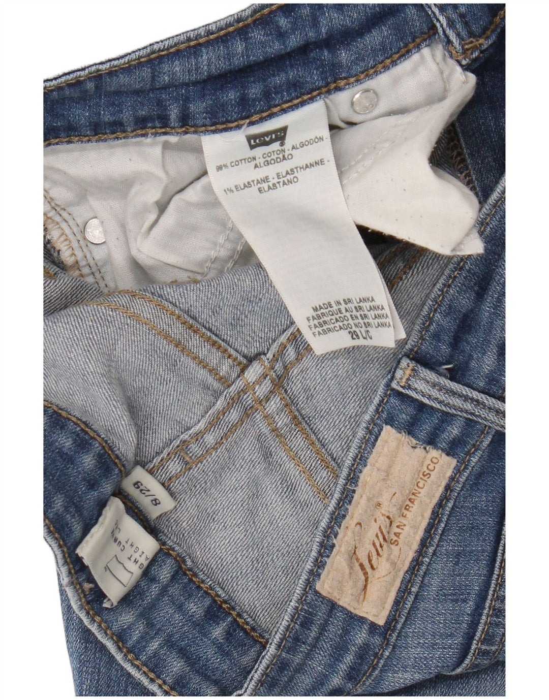 Jeans dritti con curvatura leggera da donna Levi's US 8 medio W29 L33 cotone blu