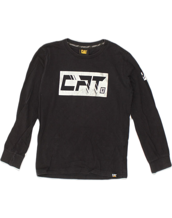CATERPILLAR Girls Graphic Top Long Sleeve 9-10 Years Black Cotton | Vintage Caterpillar | Thrift | Second-Hand Caterpillar | Used Clothing | Messina Hembry 