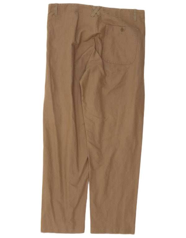 Pantaloni Chino Dritti Da Uomo Benetton IT 50 Large W36 L30 Lino Marrone