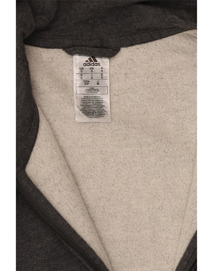 Maglione con cappuccio e zip Adidas da uomo piccolo in cotone grigio