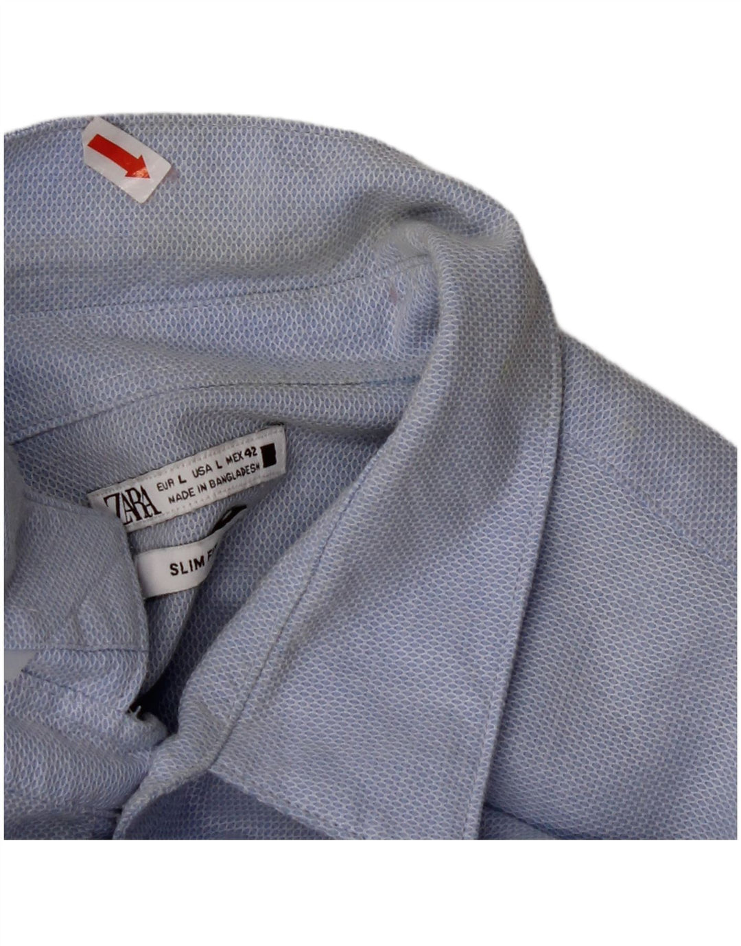 Camicia ZARA Uomo Slim Fit Large Blu Cotone