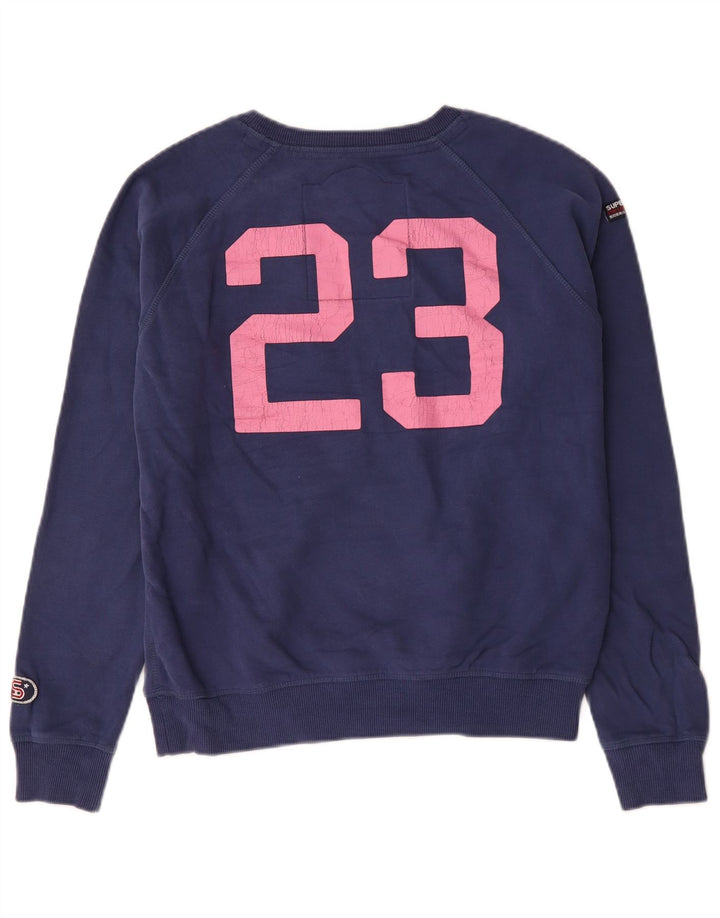 Felpa oversize con grafica da donna Superdry, maglione UK 14, medio, blu navy