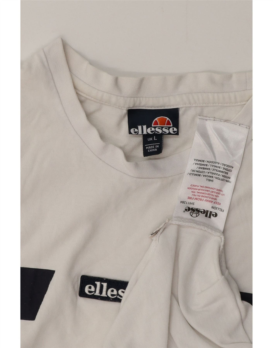 ELLESSE T-shirt da uomo Top Large in cotone color block bianco