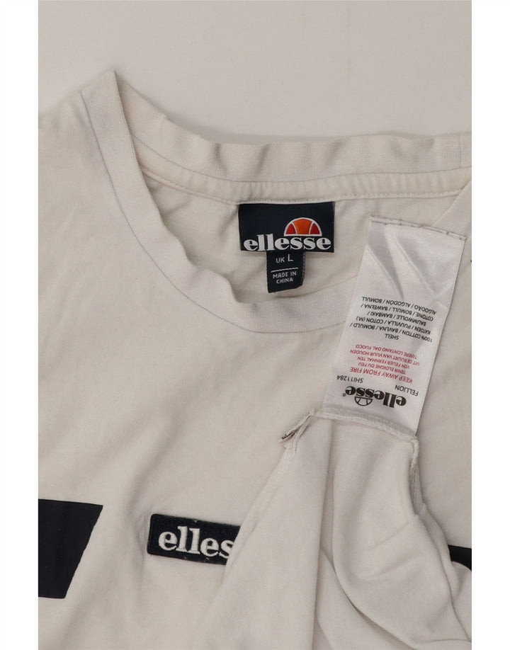 ELLESSE T-shirt da uomo Top Large in cotone color block bianco