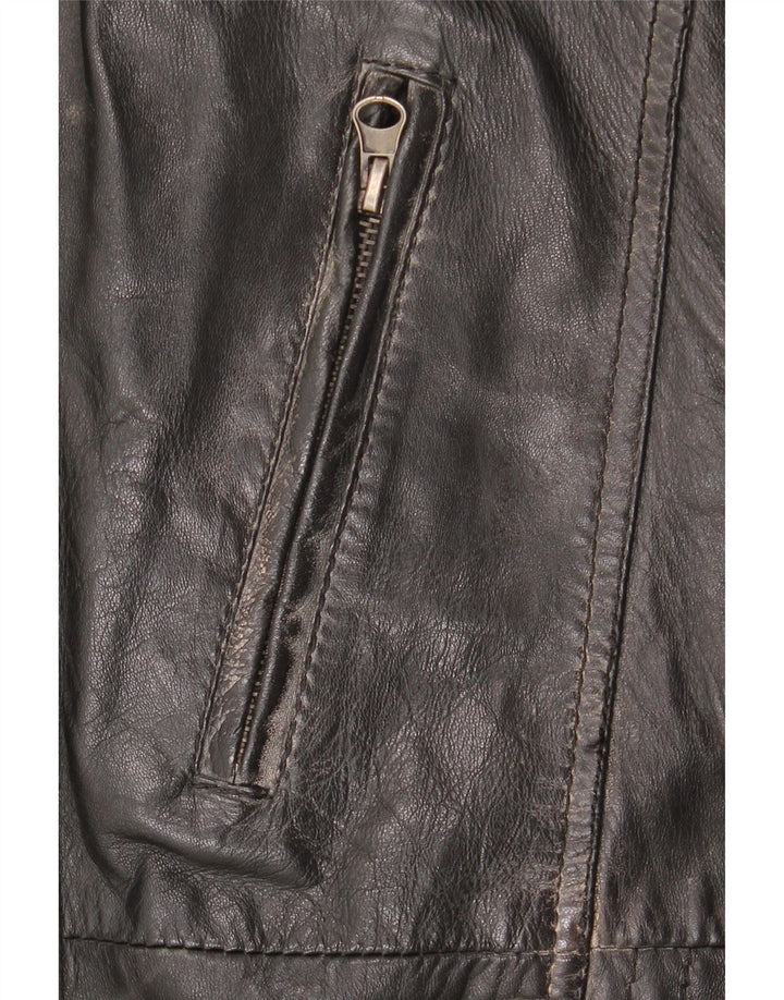 Giacca in pelle vintage da uomo UK 42 XL in pelle nera