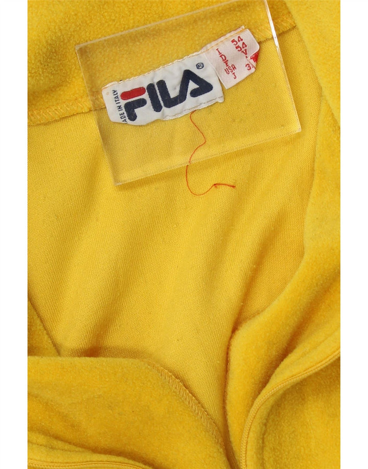 FILA Mens Zip Neck Fleece Jumper Large Yellow Polyester Vintage Fila and Second-Hand Fila from Messina Hembry 
