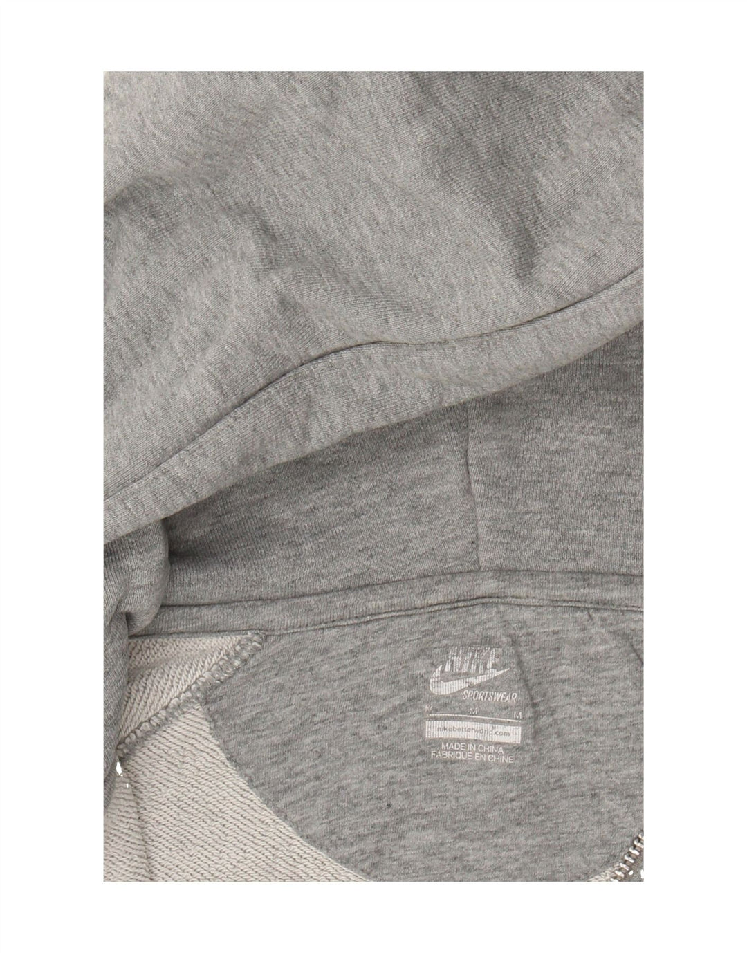 NIKE Womens Zip Neck Hoodie Jumper Size 12 Medium Grey Cotton Vintage Nike and Second-Hand Nike from Messina Hembry 