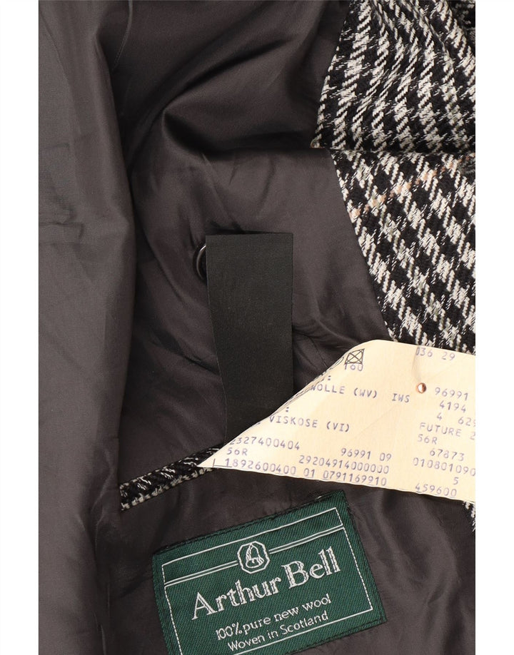 Giacca blazer doppiopetto da uomo VINTAGE EU 56 3XL nera a spina di pesce