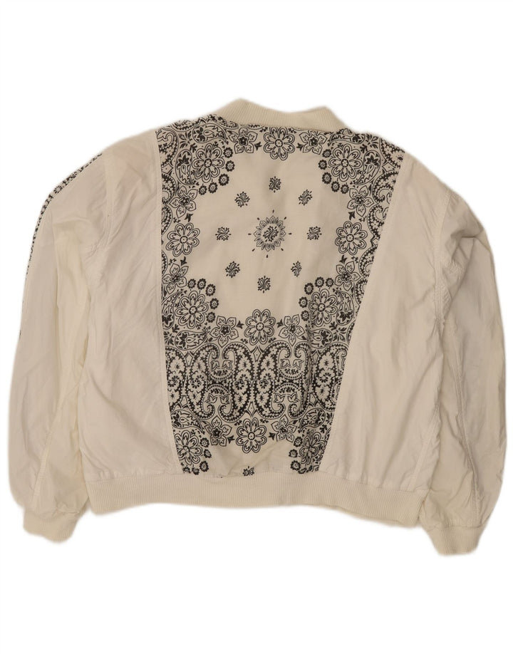 Giubbotto bomber oversize con grafica da donna Lily Farouche US 2 XS Bianco Paisley