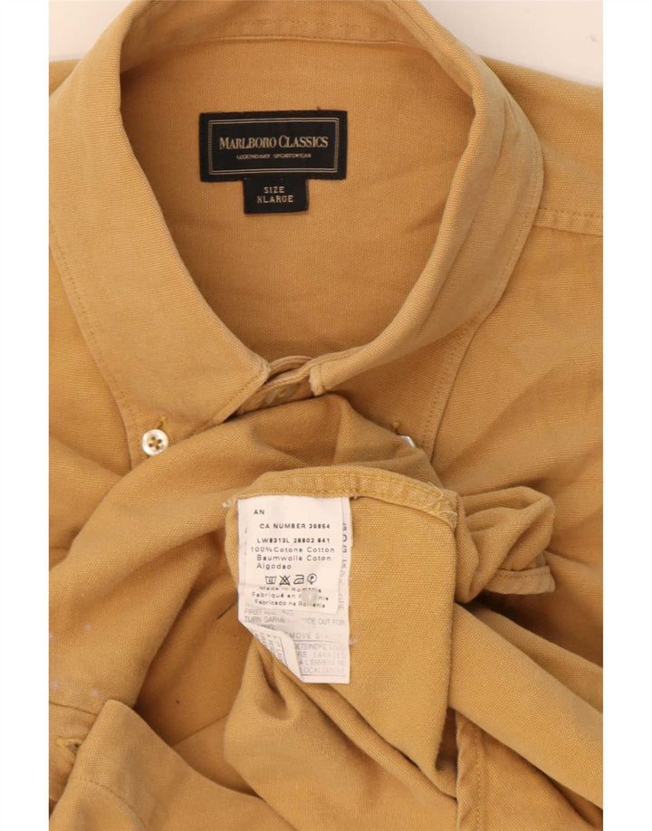 Camicia da uomo Marlboro Classics XL in cotone beige