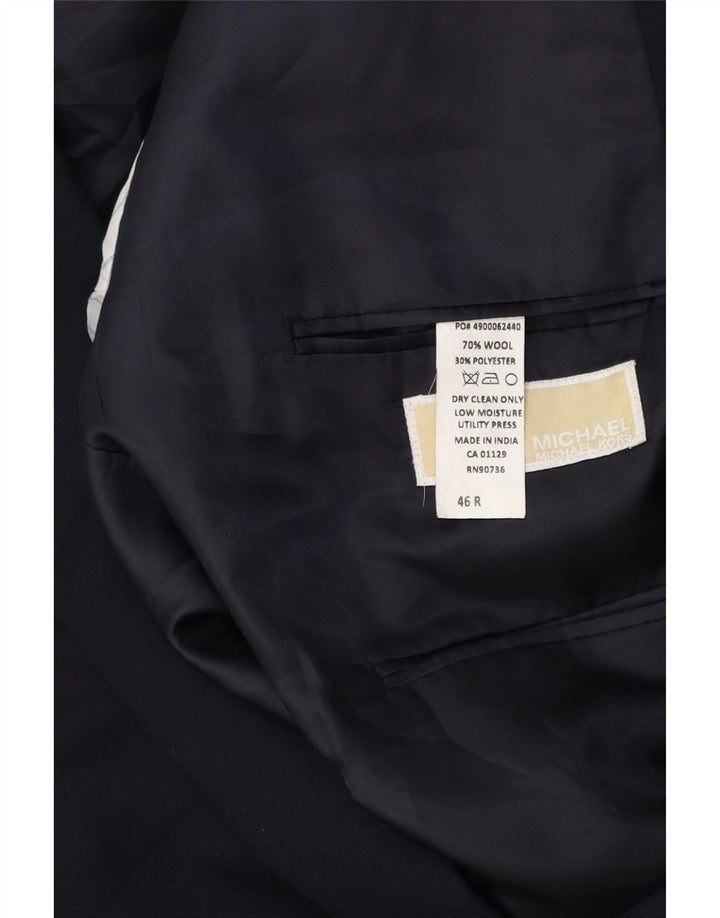 MICHAEL KORS Mens 2 Button Blazer Jacket UK 46 3XL Navy Blue Wool Vintage Michael Kors and Second-Hand Michael Kors from Messina Hembry 