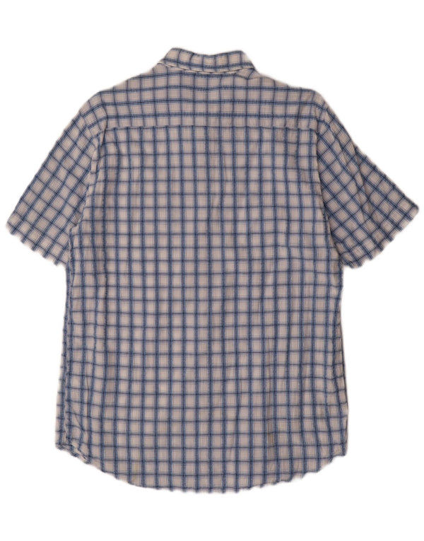 DIADORA Camicia Uomo Manica Corta Cotone Quadri Blu Medio