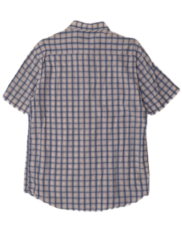 DIADORA Camicia Uomo Manica Corta Cotone Quadri Blu Medio