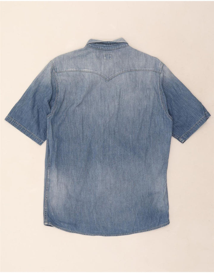 Camicia di jeans a maniche corte da uomo Lee grande in cotone blu