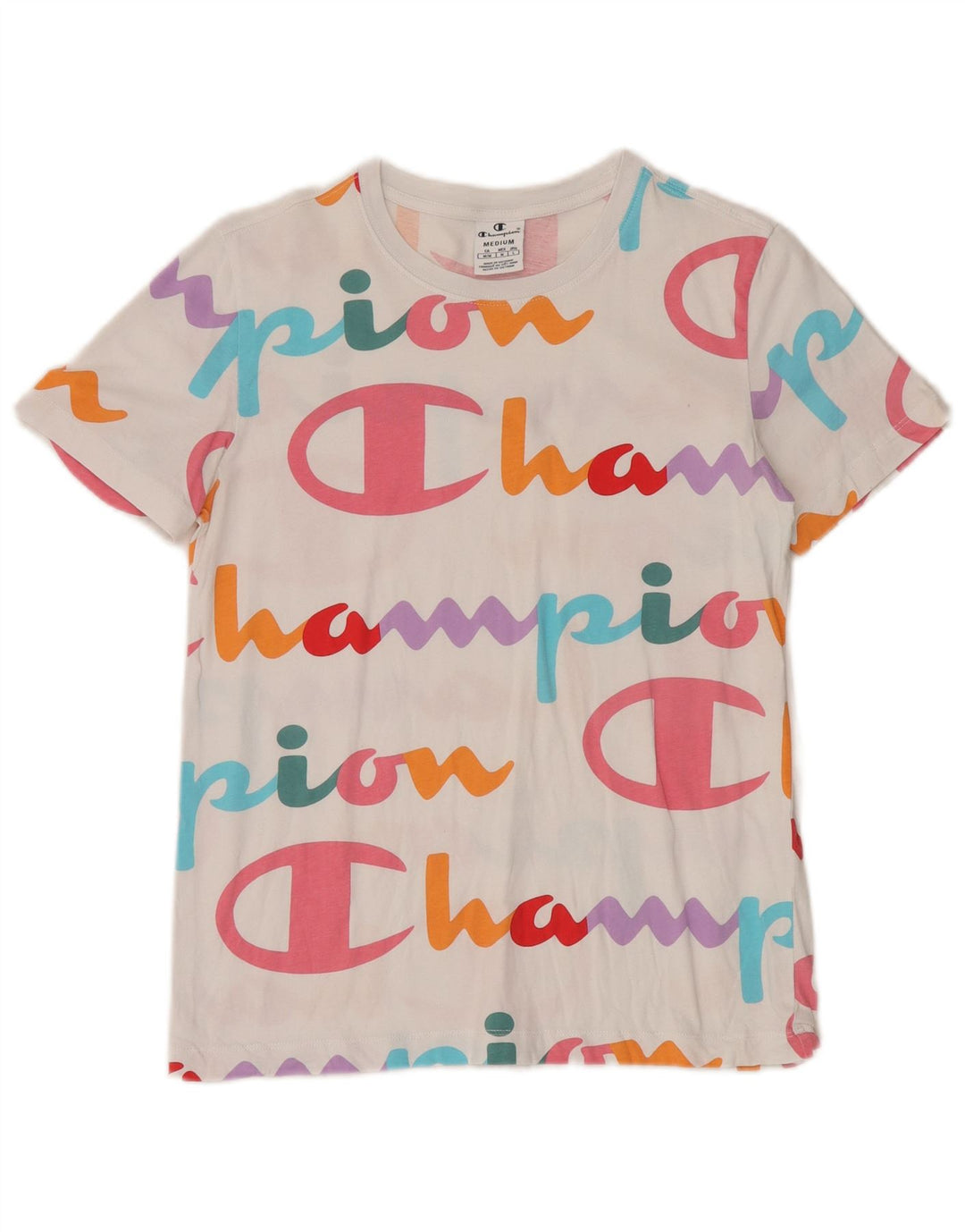 T-shirt grafica da donna CHAMPION Top UK 12 Medium White