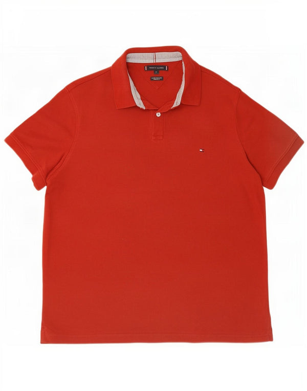 Polo da uomo vestibilità regolare Tommy Hilfiger XL in cotone rosso