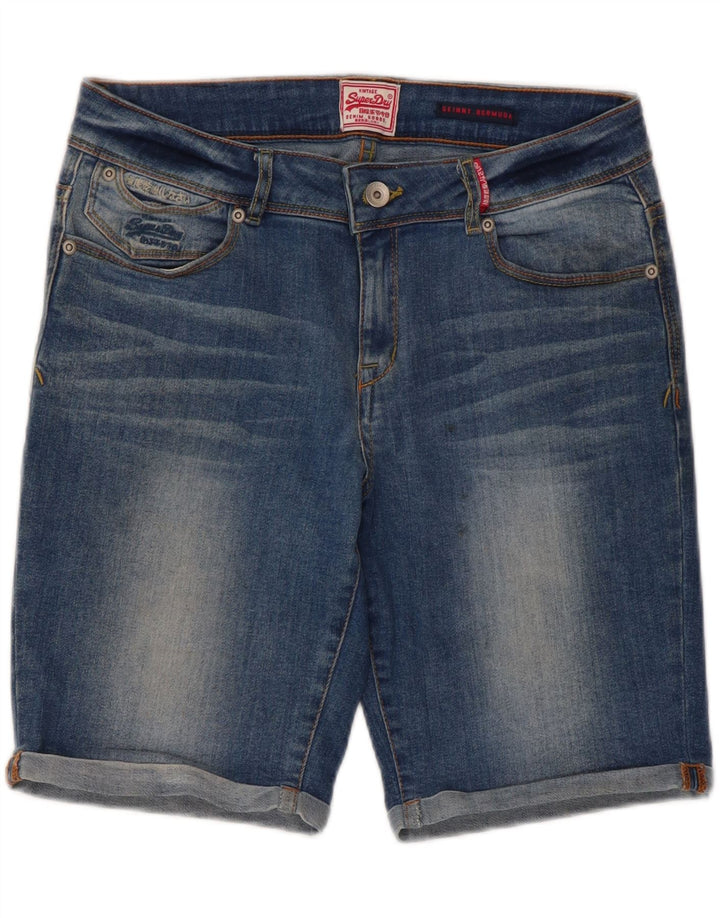 Pantaloncini di jeans skinny bermuda da donna Superdry W32 cotone blu medio