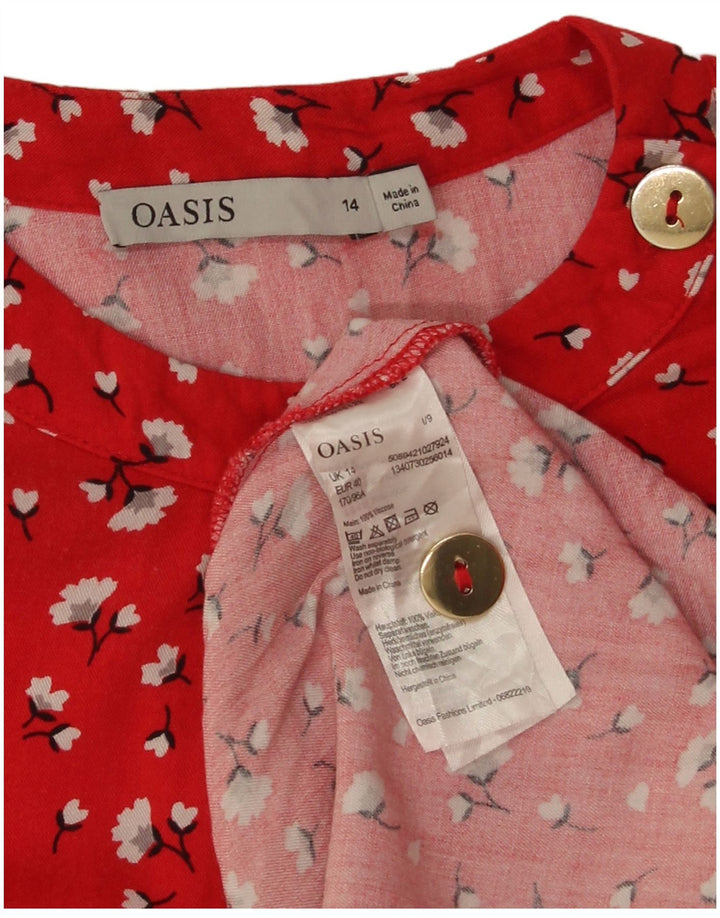 Abito a trapezio da donna Oasis UK 14 Viscosa floreale rossa media
