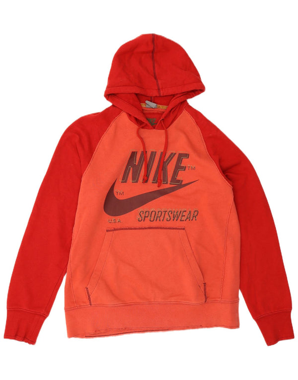 Felpa con cappuccio grafica da uomo Nike UK 42/44 Large Arancione Colourblock Cotton