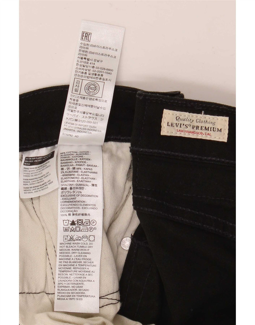 Levi's Uomo 514 Jeans dritti tagliati W31 L24 Cotone Nero