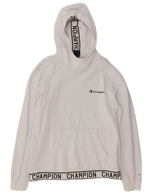 Maglione con cappuccio grafico da uomo Champion grande in cotone bianco