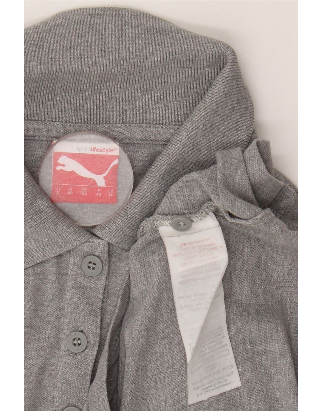 Polo da donna Puma UK 14 cotone grigio medio