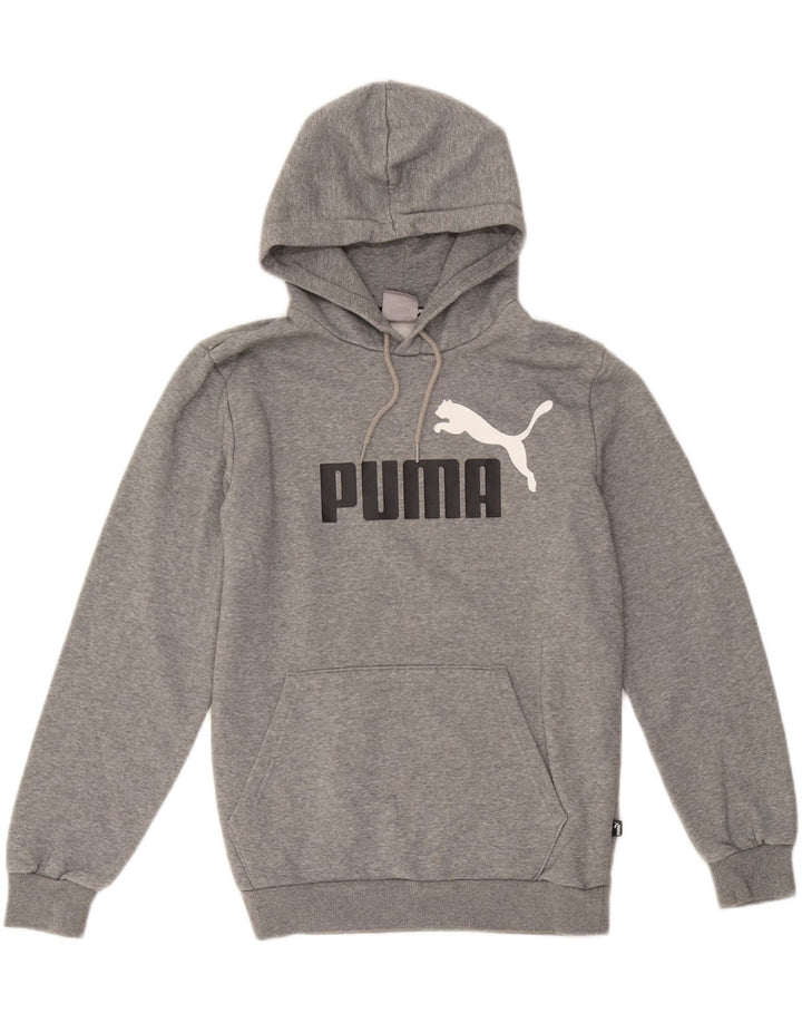 Felpa con cappuccio grafica da uomo Puma piccola in cotone grigio