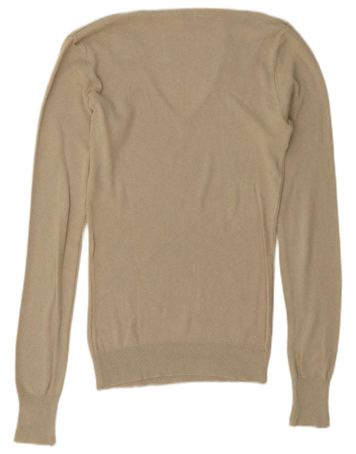 Maglione da donna con scollo a V Benetton UK 8 Small Beige