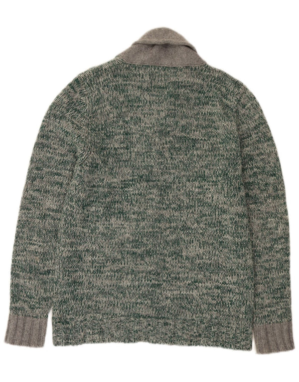 Maglione cardigan da uomo Fred Perry in lana puntinata verde grande