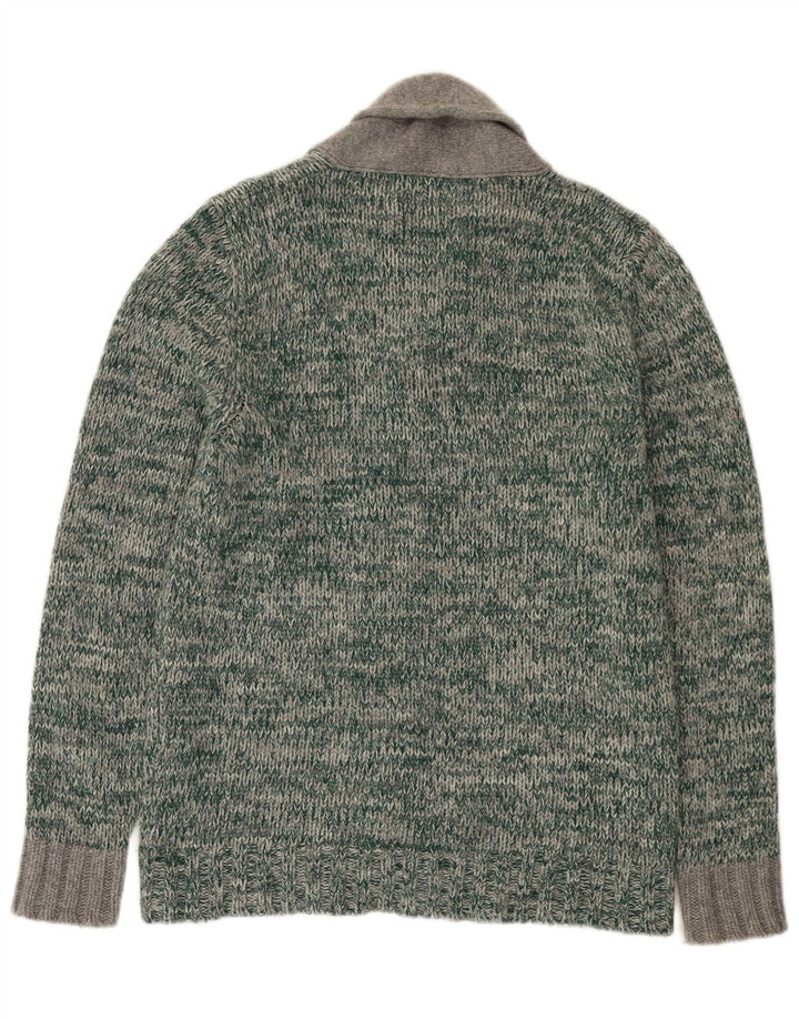 Maglione cardigan da uomo Fred Perry in lana puntinata verde grande